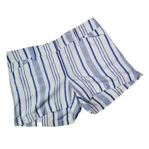 LOFT White & Blue Striped Linen Blend Shorts sz 2
